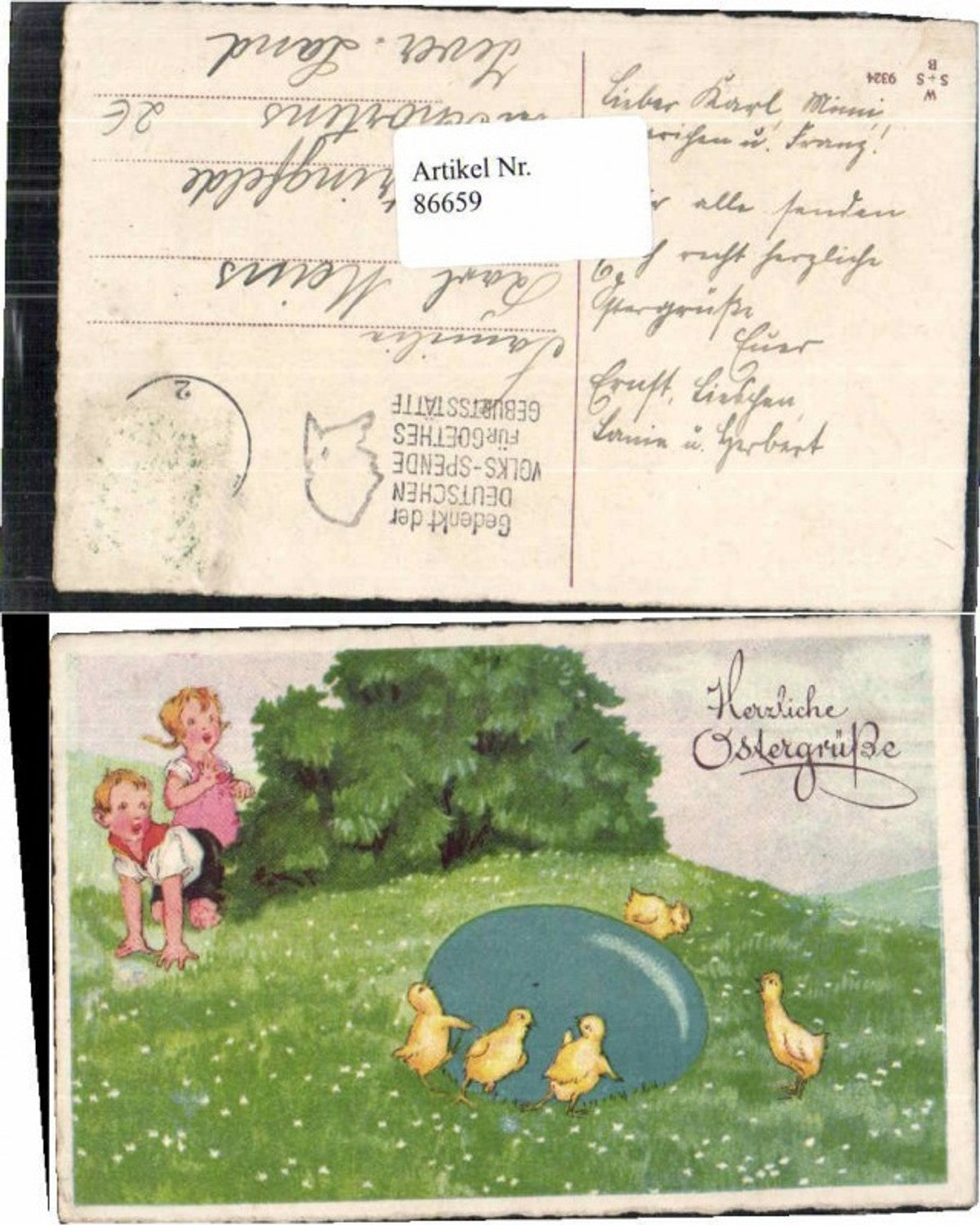 86659,Ostern Osterei Küken Kinder staunen