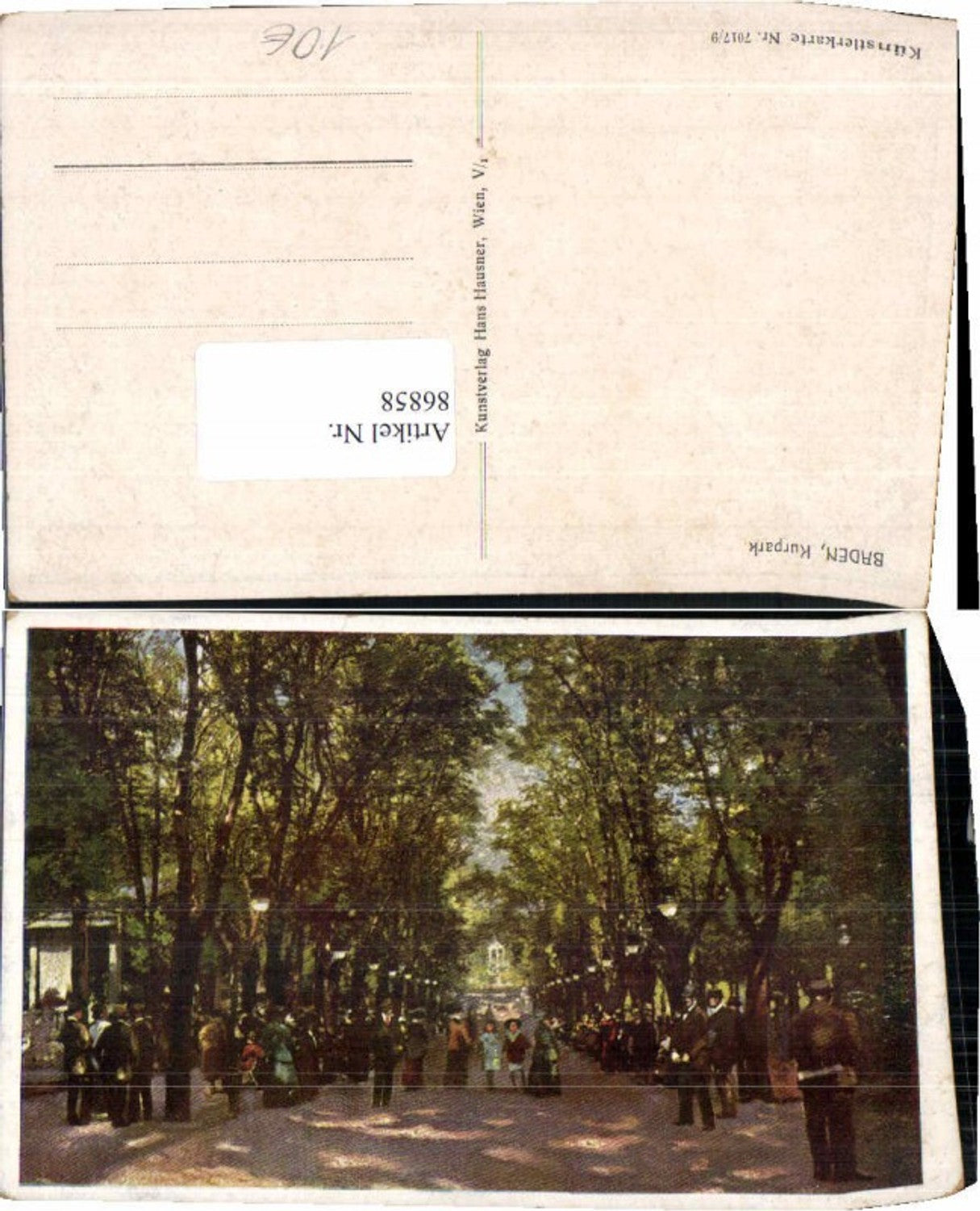 86858,Baden b. Wien Allee Künstlerkarte 7017-9