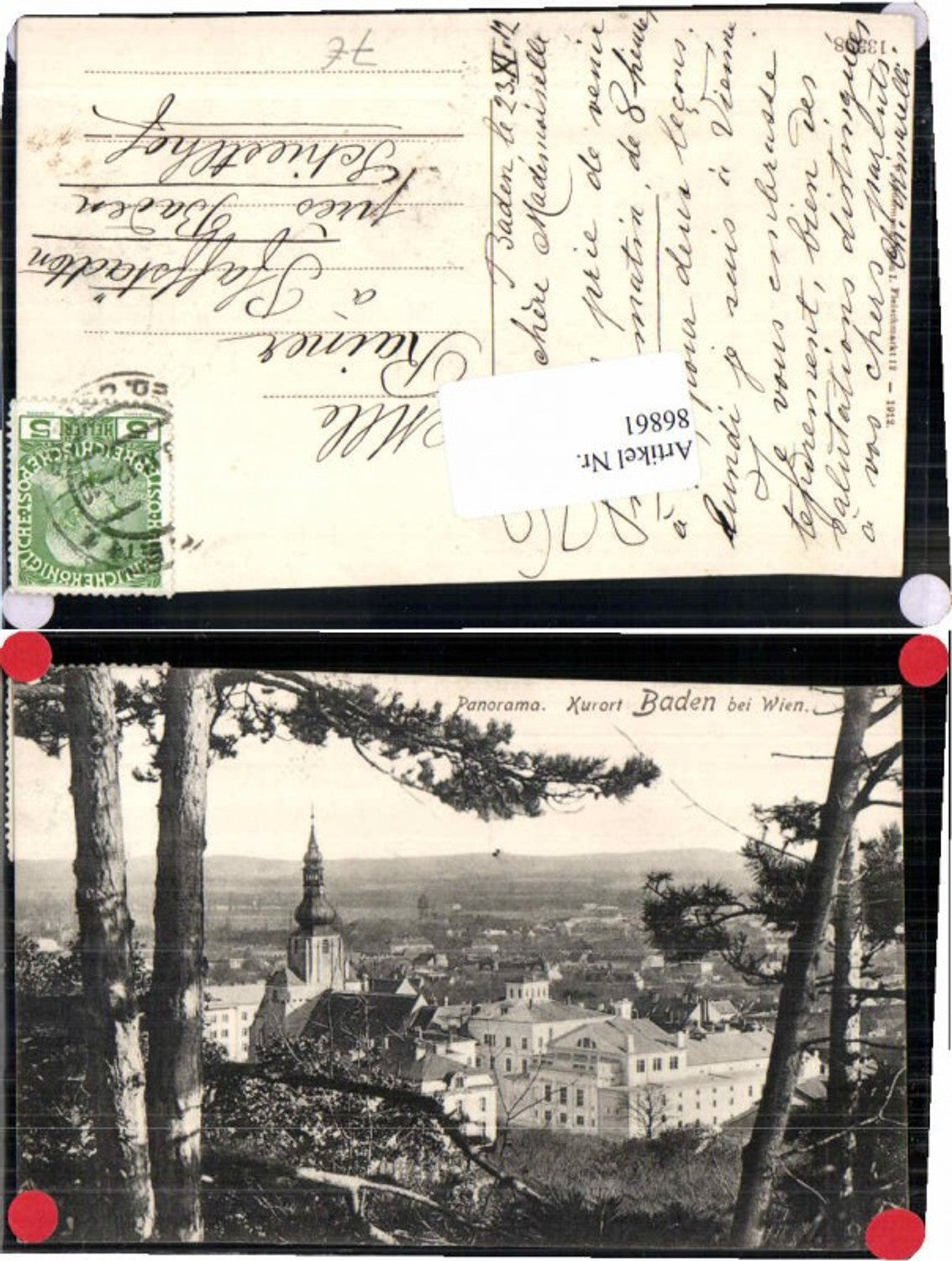 86861,Baden b. Wien Panorama 1912