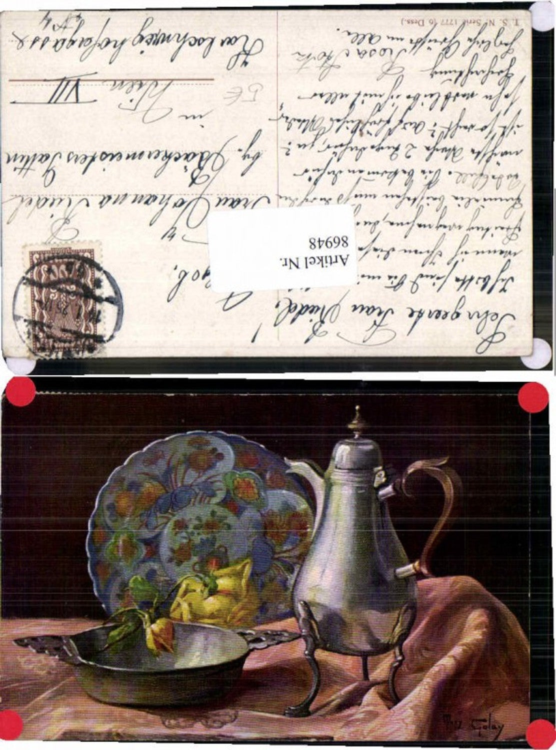 86948,Mary Golay Teekanne Stillleben Teller Theo Stroefer 1777