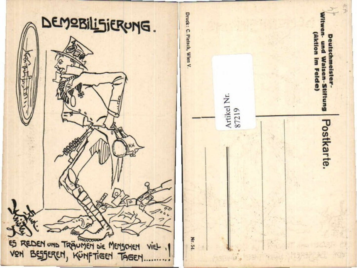 87219,Rudolf Kristen Karikatur Nr 54 Demobilisierung