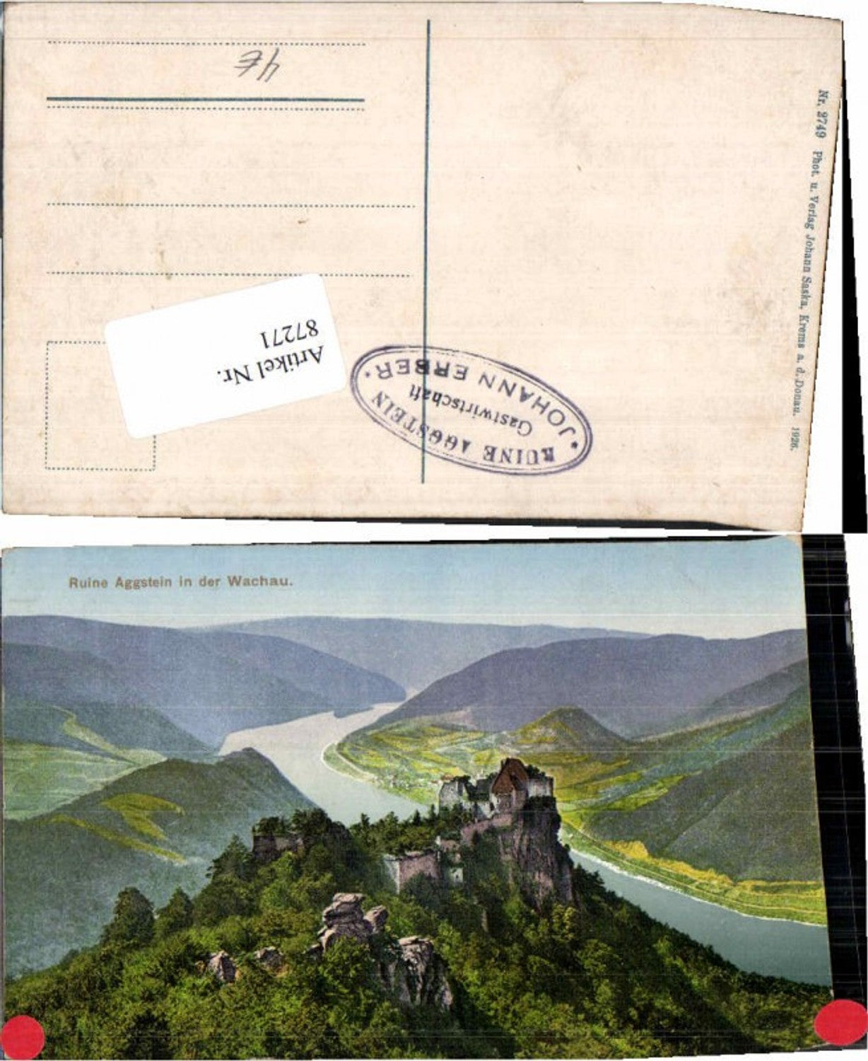 87271, Ruine Aggstein id Wachau COLOR 1926