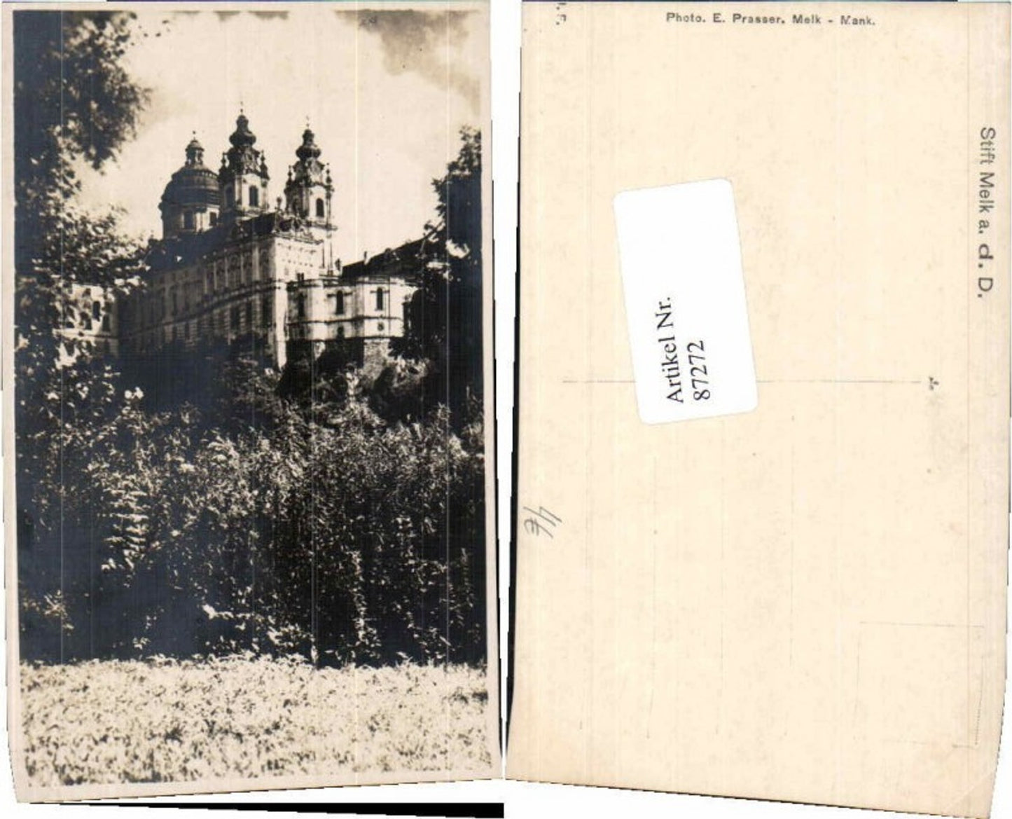 87272, Photo AK Melk Abbey Wachau meadow scene