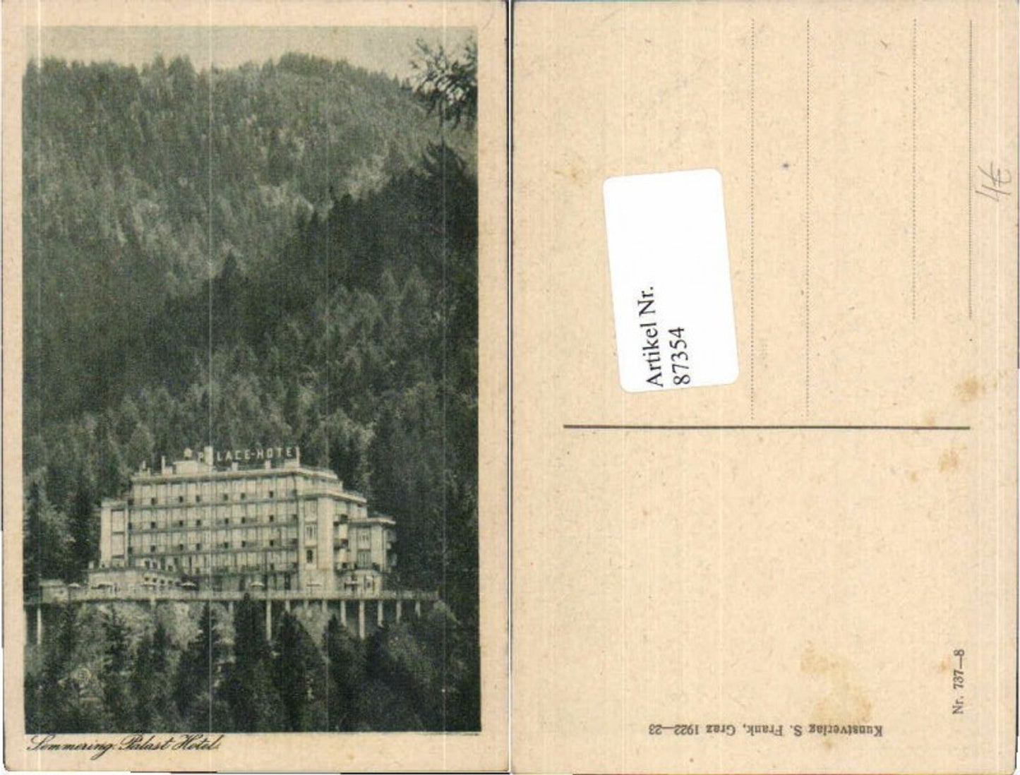 87354,Semmering Hotel Palast 1922
