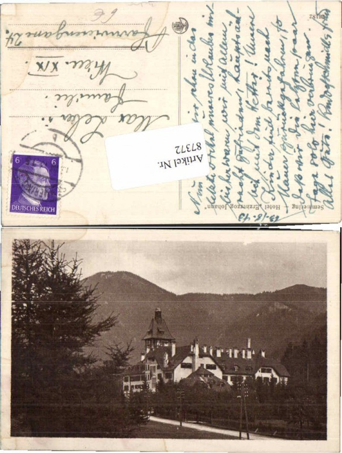 87372,Semmering Hotel Erzherzog Johann 1938