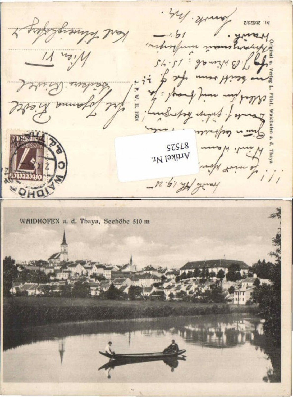 87525,Waidhofen a.d. Thaya Boot am Fluss 1924