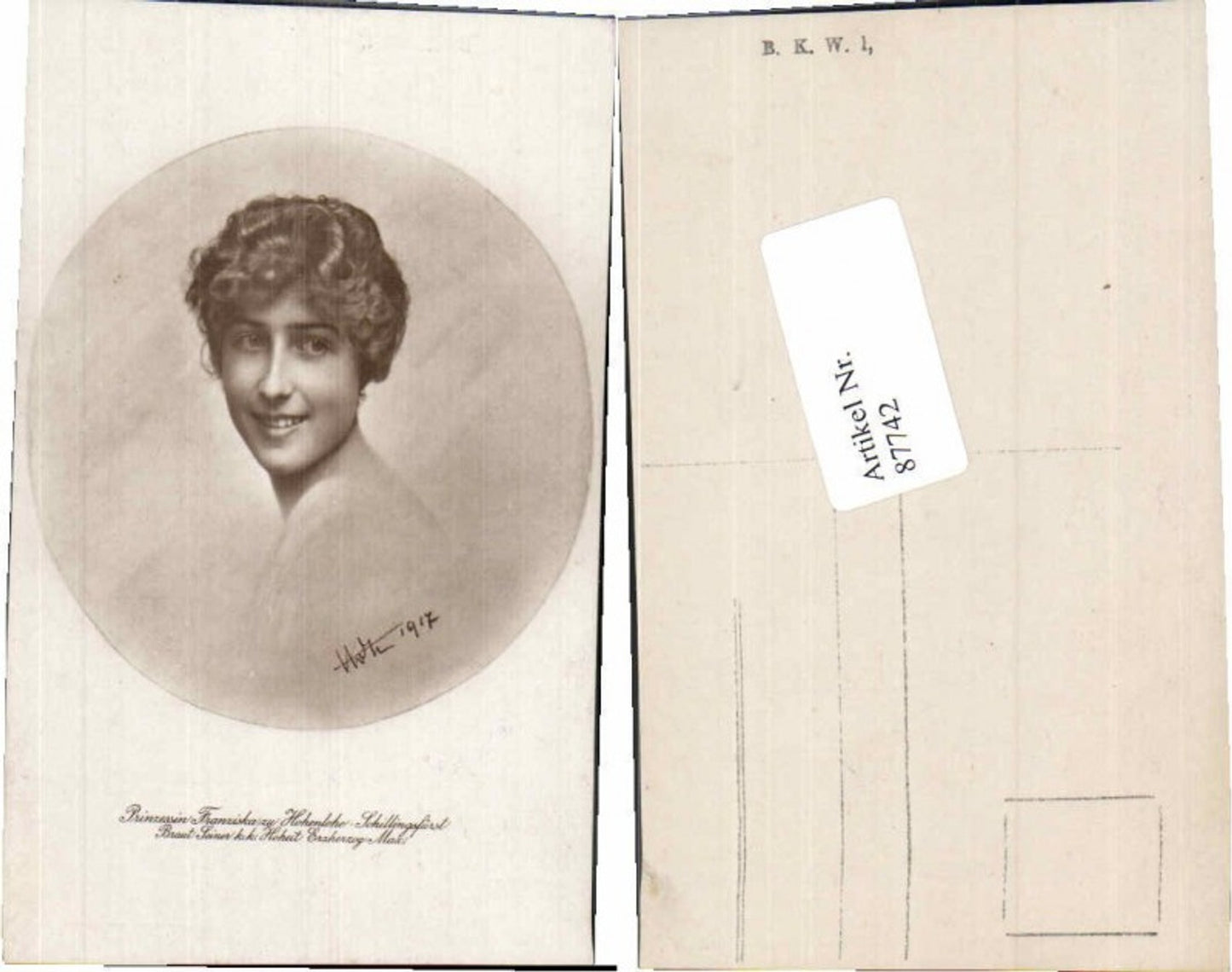 87742,Prinzessin Franziska Hohenlohe Schillingsfürst B.K.W.I