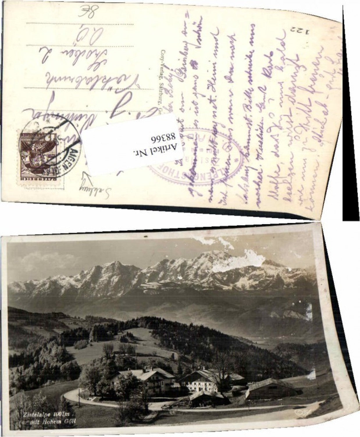88366,Zistelalpe bei Aigen Glas Salzburg 1935