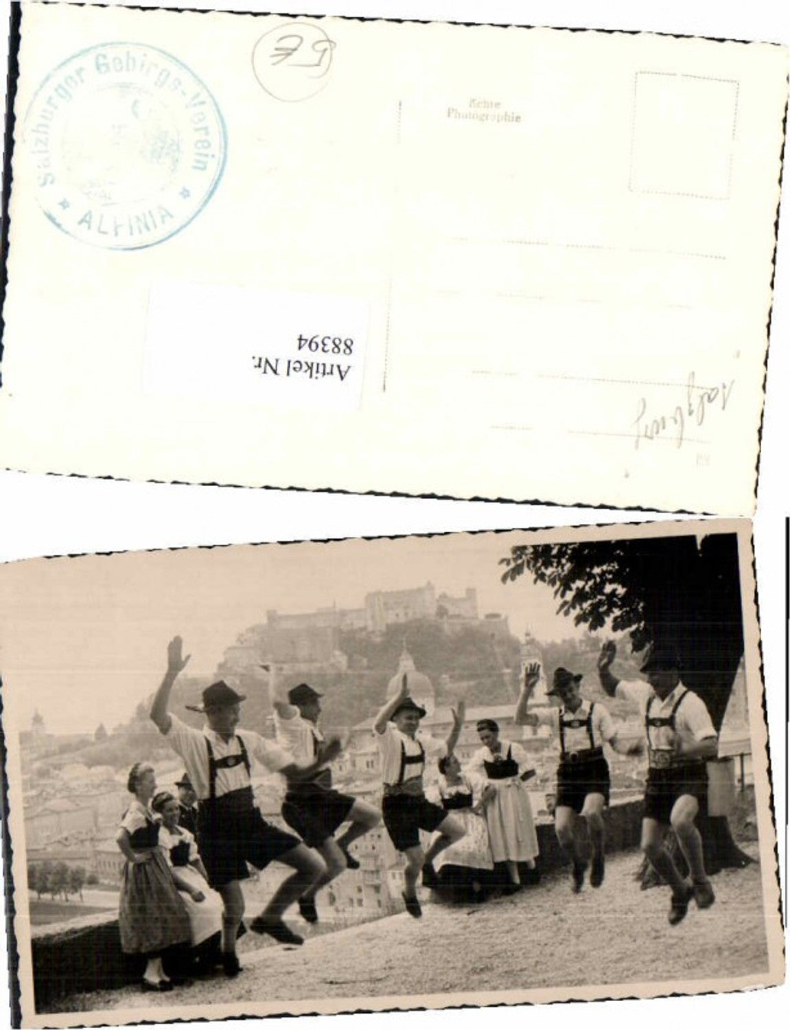 88394,RARE FotoAK Salzburg Trachten Schuhplattler Gruppe