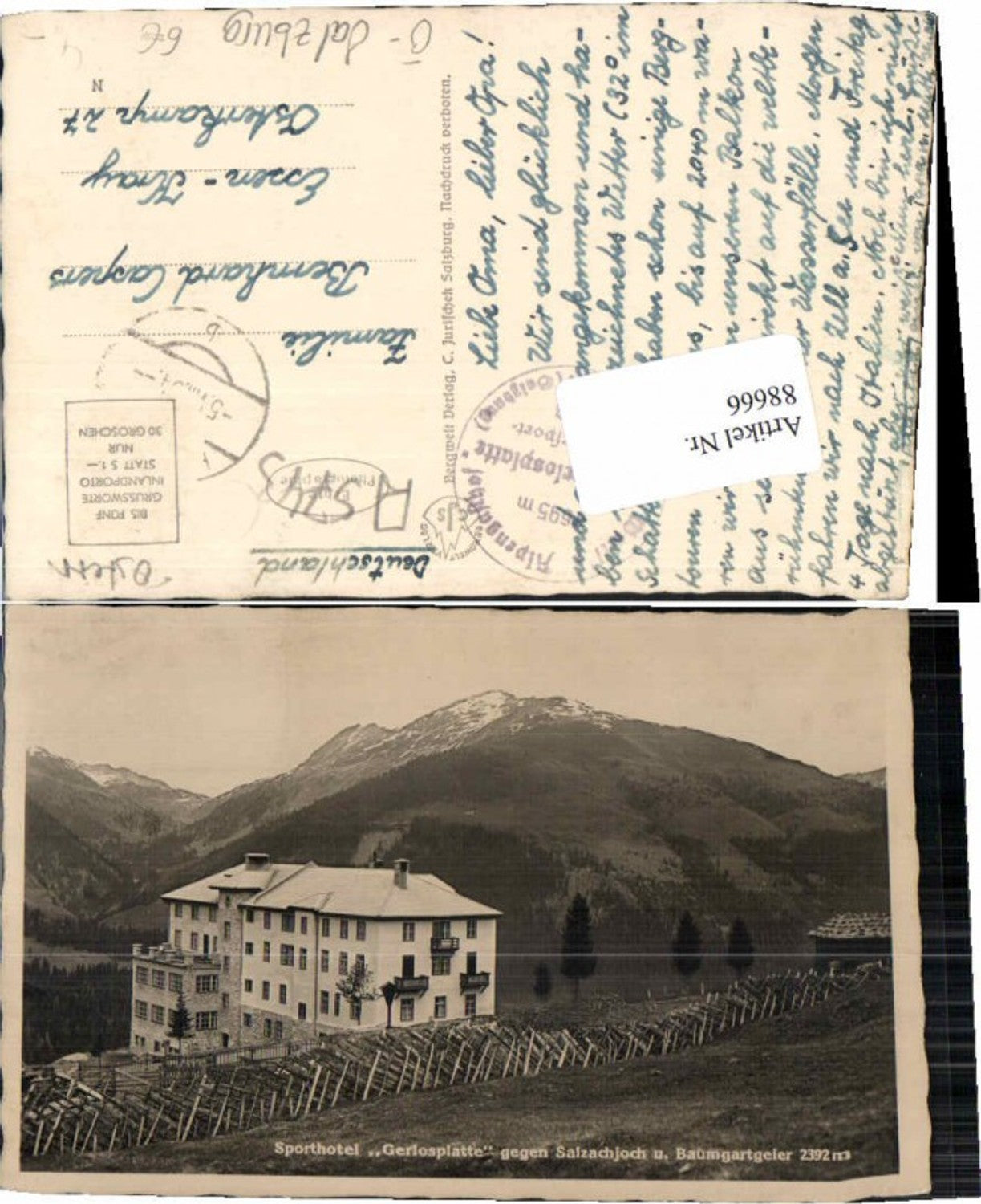 88666,RAR Sporthotel Gerlosplatte Krimml Feldpost