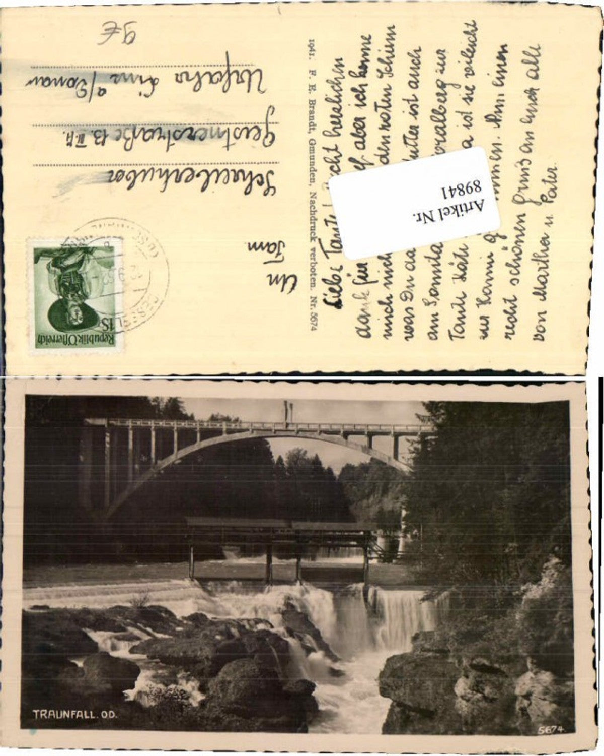 89841,Traunfall bei Gmunden Brücke pub Brandt 5674