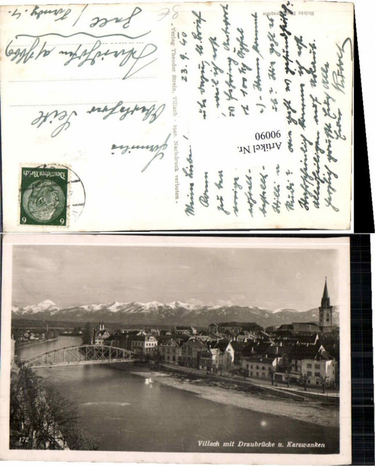 90090, Villach with Drau bridge 1940