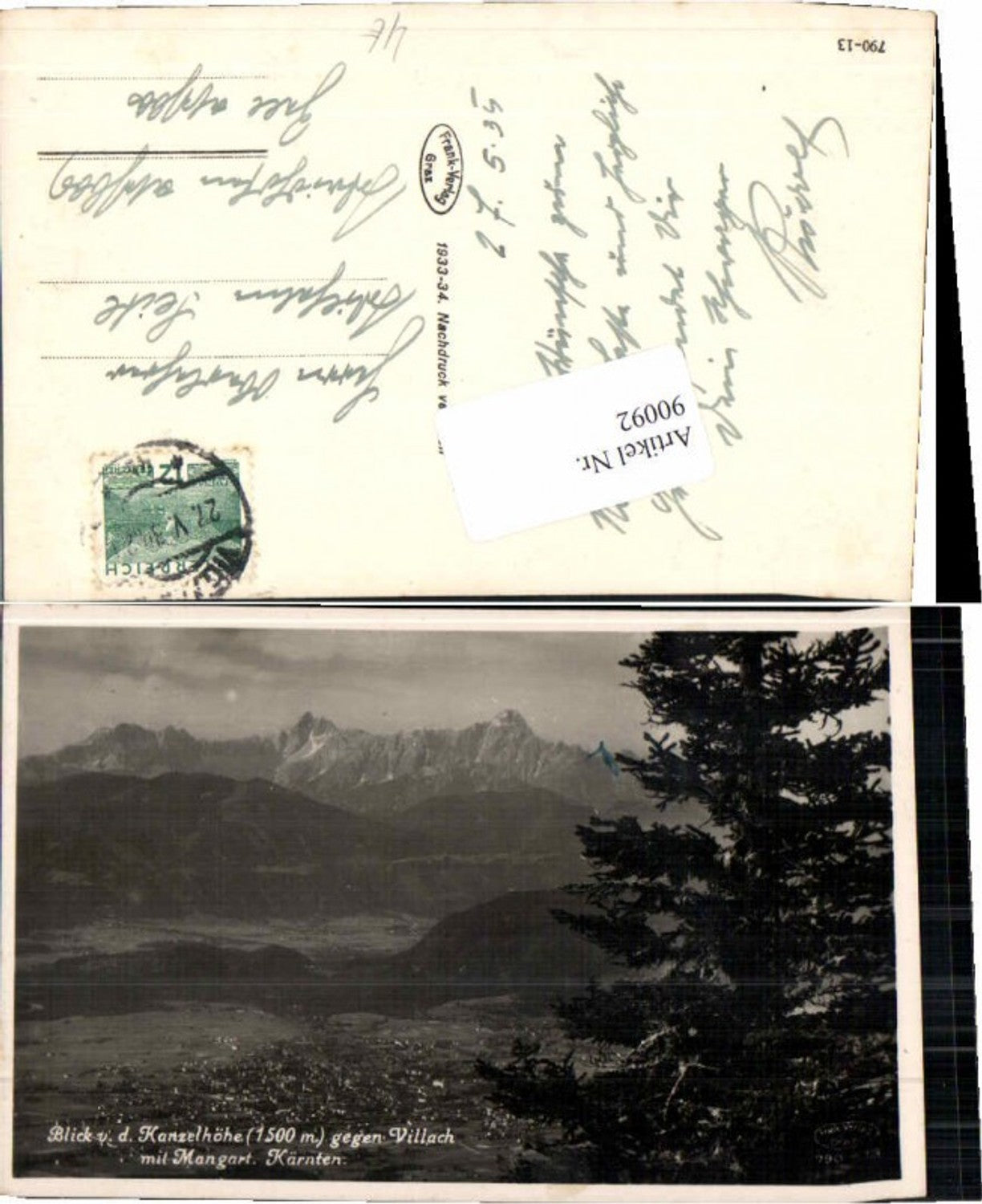 90092, Villach vd Kanzelhöhe 1933