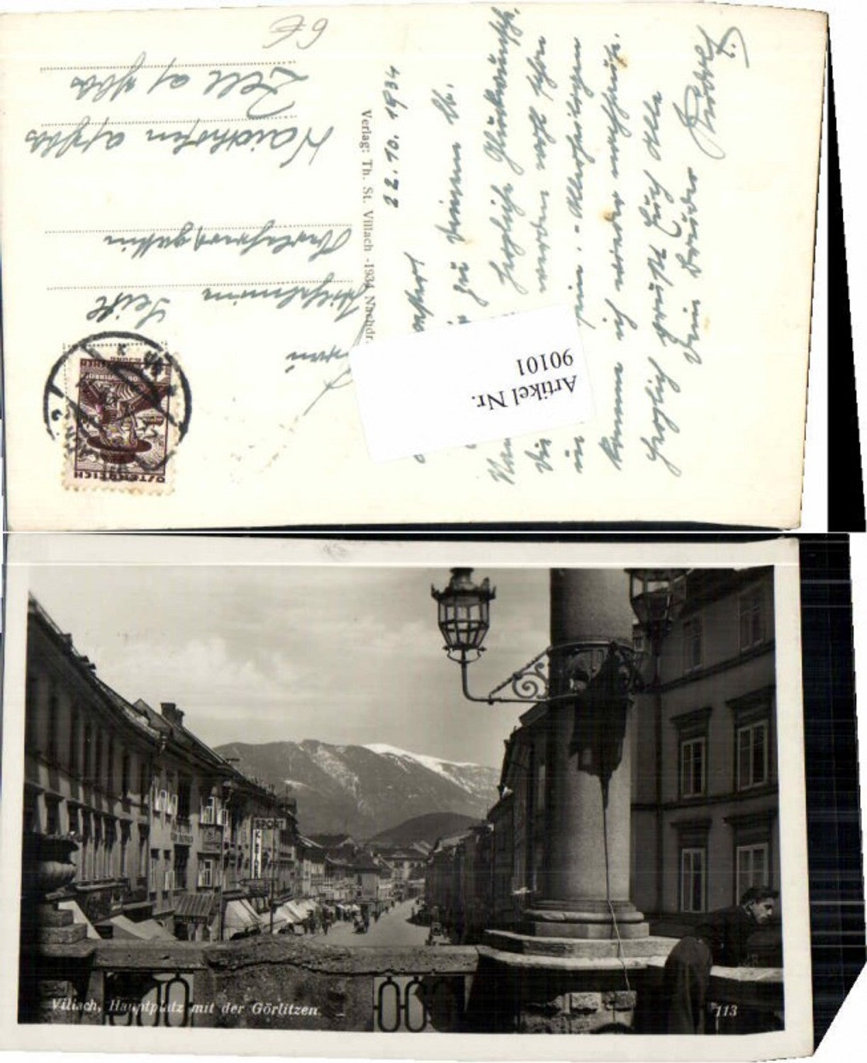 90101, Villach Main Square near Görlitzen 1934
