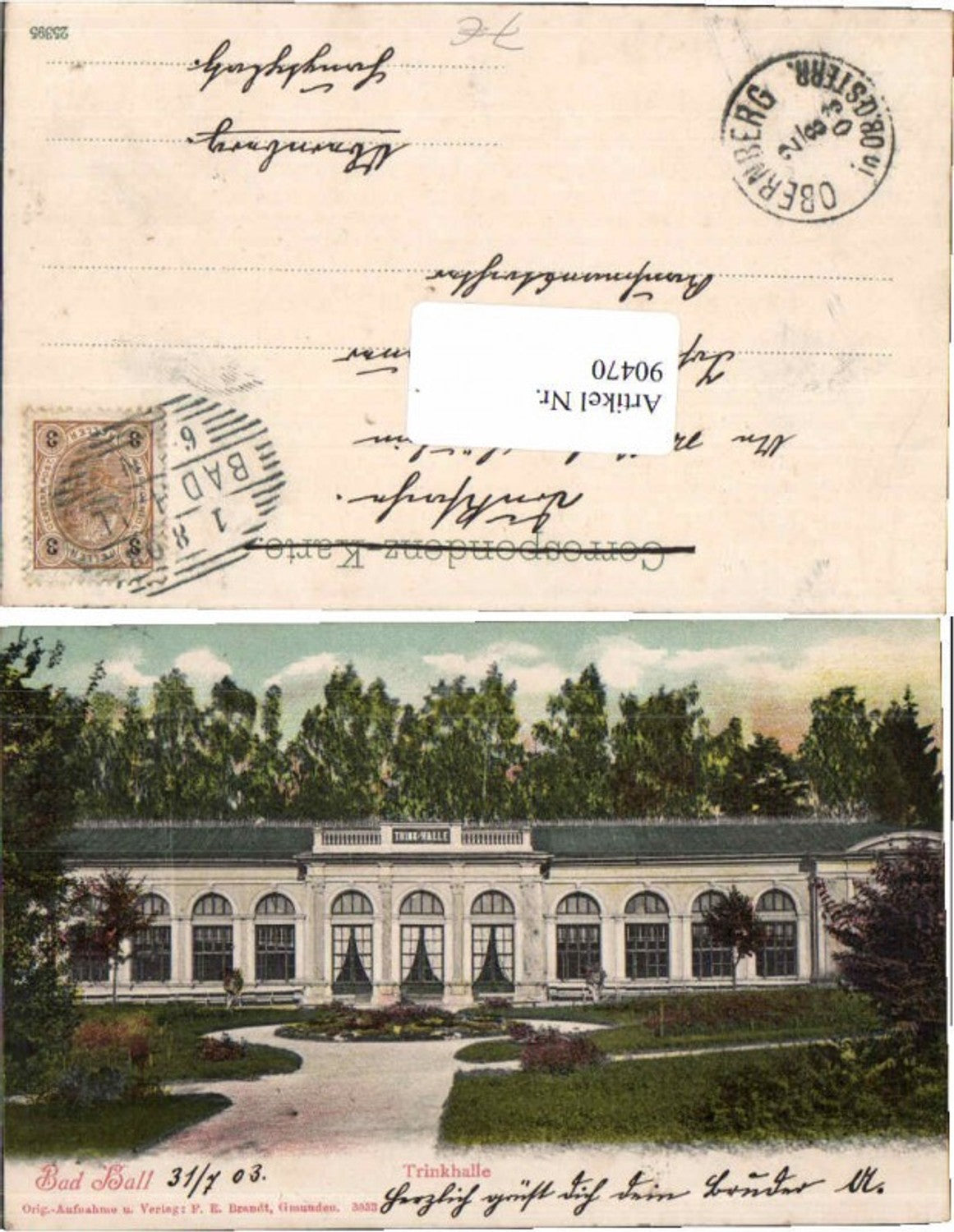 90470,Bad Hall bei Steyr Kurhaus um 1900 pub Brandt 3033