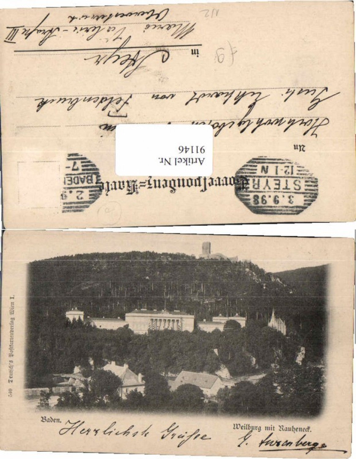 91146,Baden b. Wien Helenenthal Rauheneck 1898