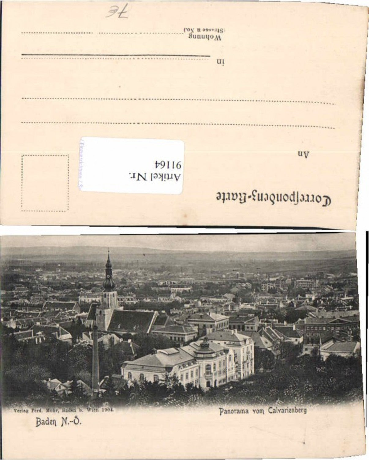 91164,Baden b. Wien Panorama um 1905