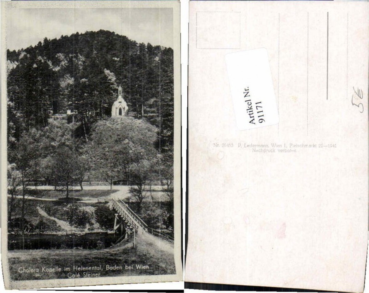 91171,Baden b. Wien Cholera Kapelle Helenental Cafe Steiner