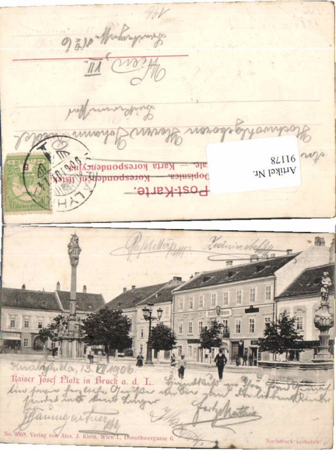 91178,Kaiser Josef Platz in Bruck a.d. Leitha 1899