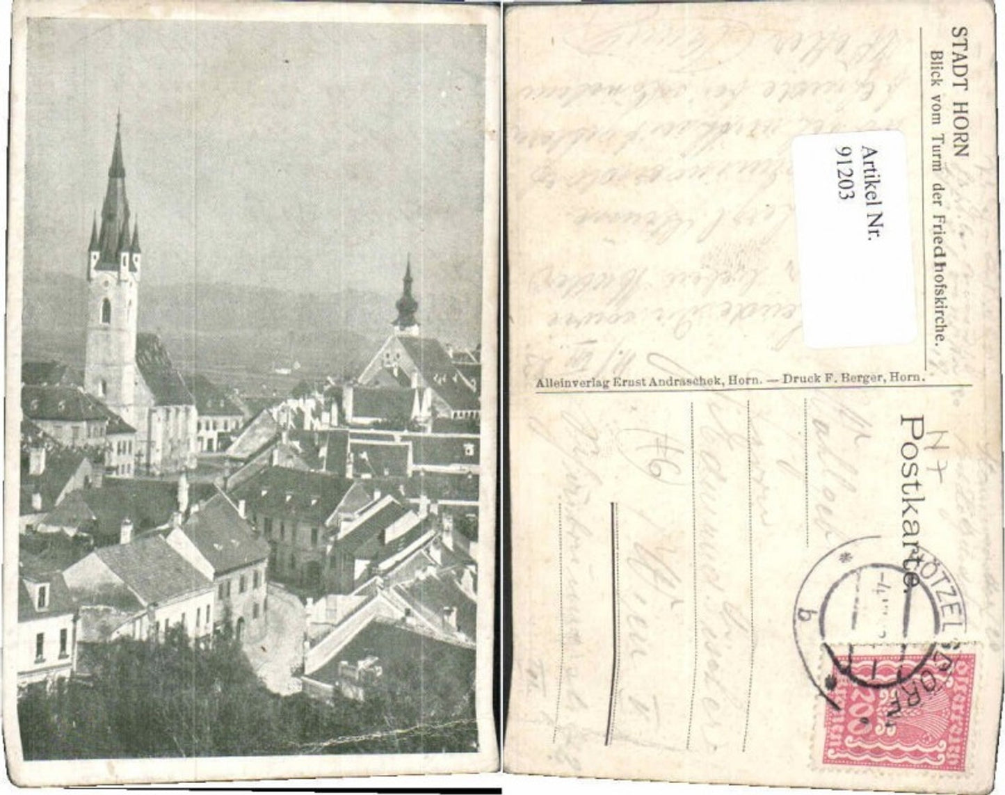 91203,Horn Blick vom Turm 1920