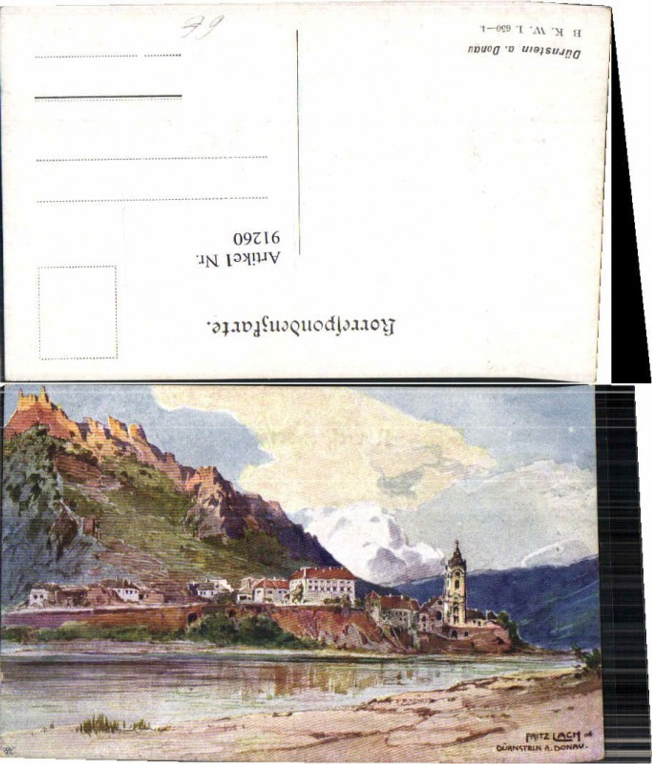91260,Fritz Lach Dürnstein i.d. Wachau Tolle Ansicht B.K.W.I.