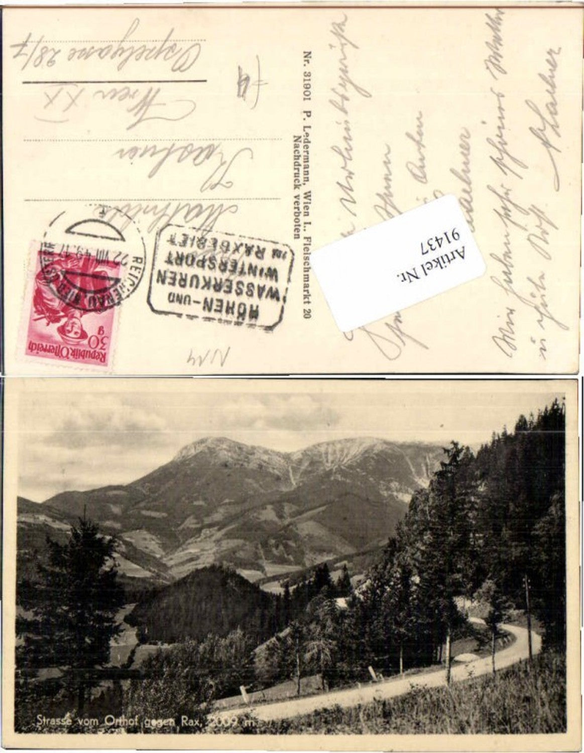 91437,Strasse v. Orthof gegen Rax Reichenau Semmering