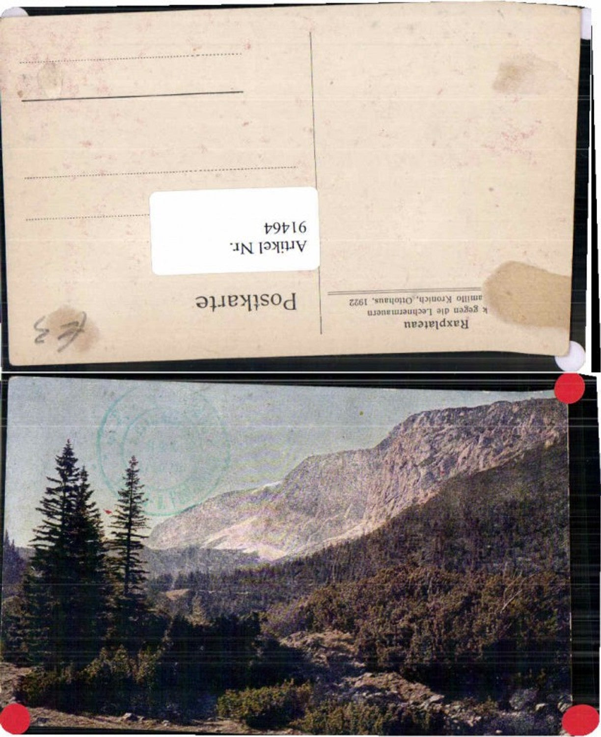 91464,Raxplateau Rax bei Reichenau 1922 Lechnermauern