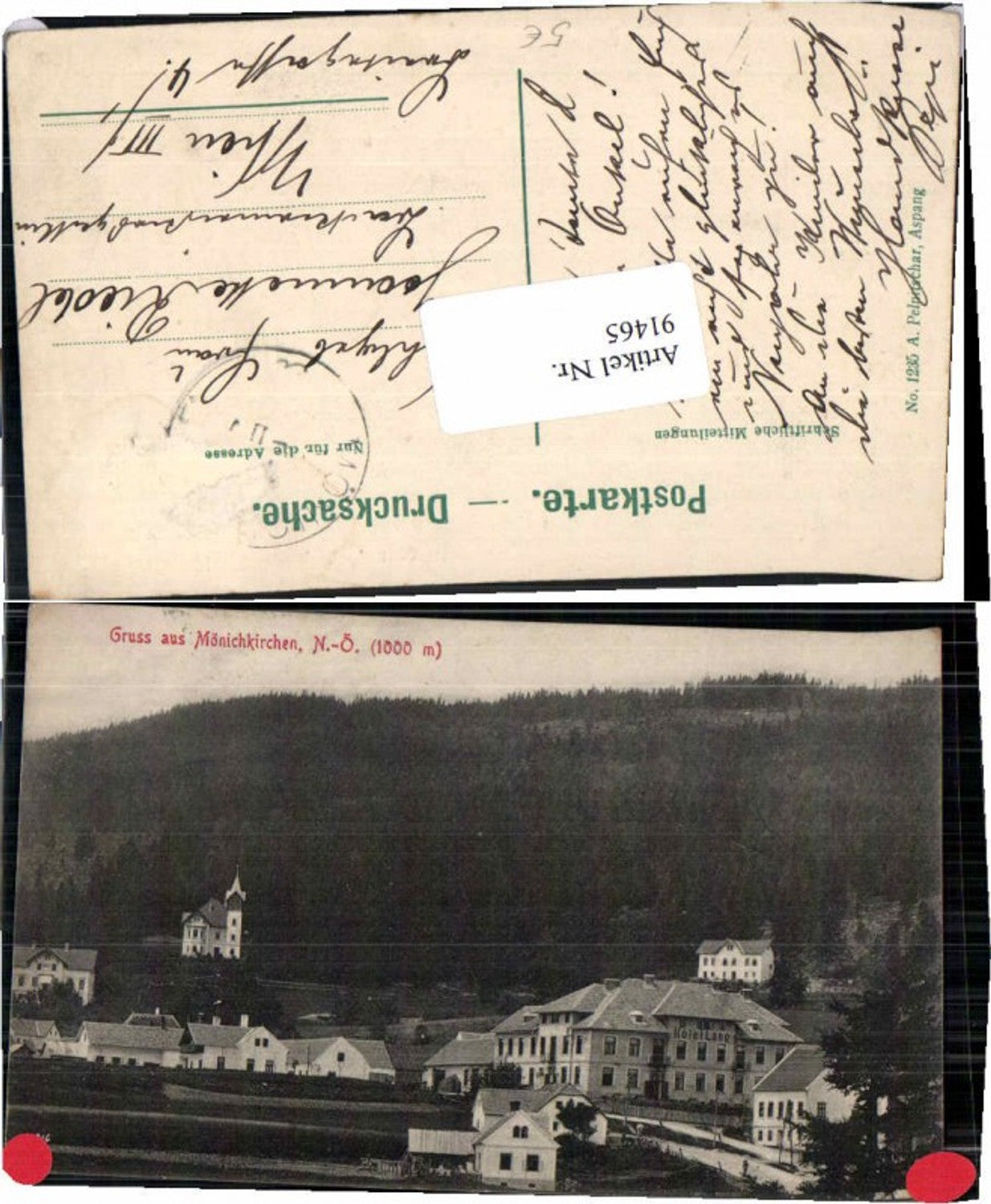 91465,Gruss aus Mönichkirchen Hotel Lang 1908