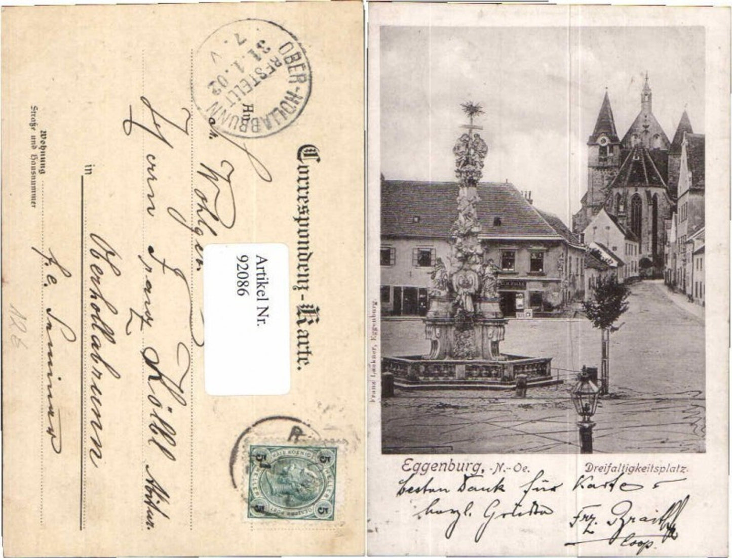 92086,Eggenburg Partie am Dreifaltigkeitsplatz 1900