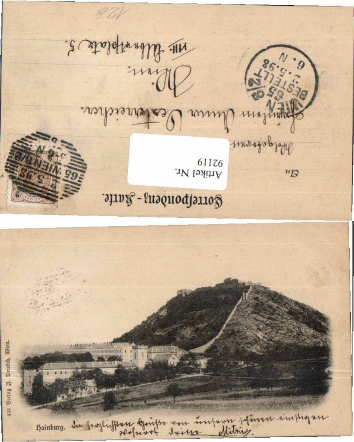 92119,Hainburg Partie zum Ort 1898