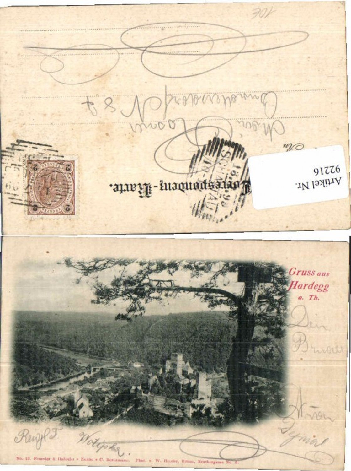 92216,Gruss aus Hardegg a.d. Thaya 1899
