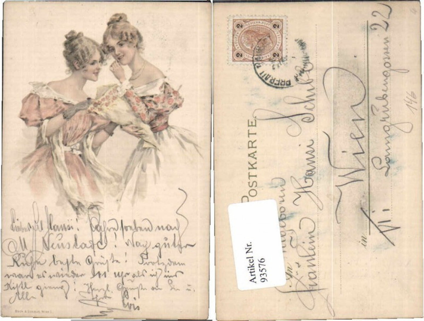 93576,Art Nouveau Jugendstil Art Deco Frauen Kleid 1900