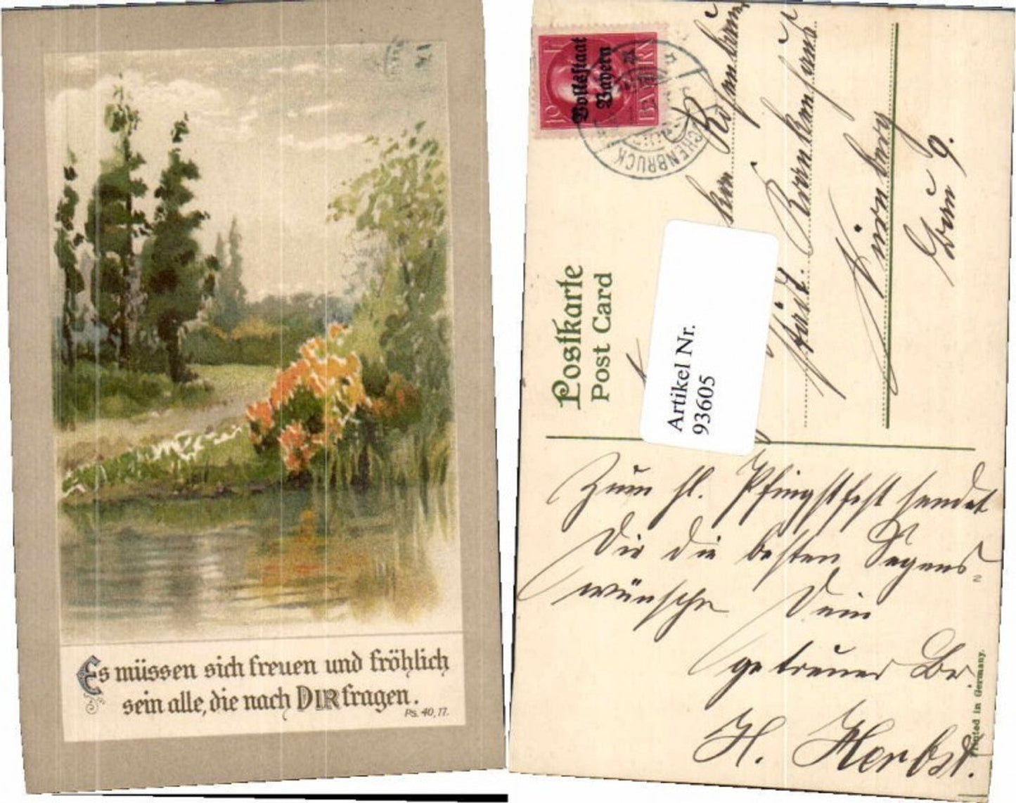 93605,Litho Bäume See Wald Spruch Psalm religion
