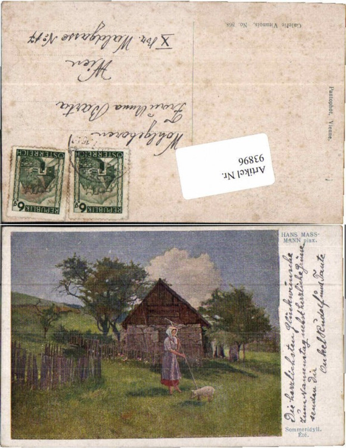 93896,Hans Massmann Sommeridyll Frau Bäuerin Ferkel