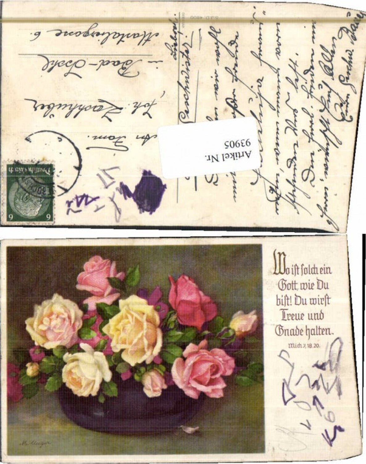 93905,M. Unger Rosen Blumen Spruch Psalm