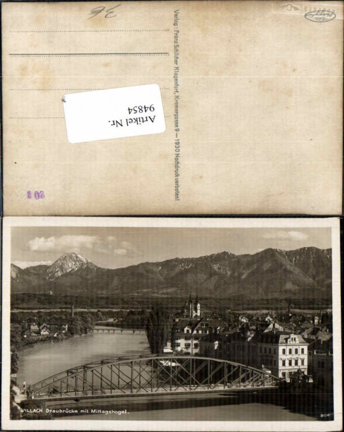 94854,Villach Draubrücke m. Mittagskogel