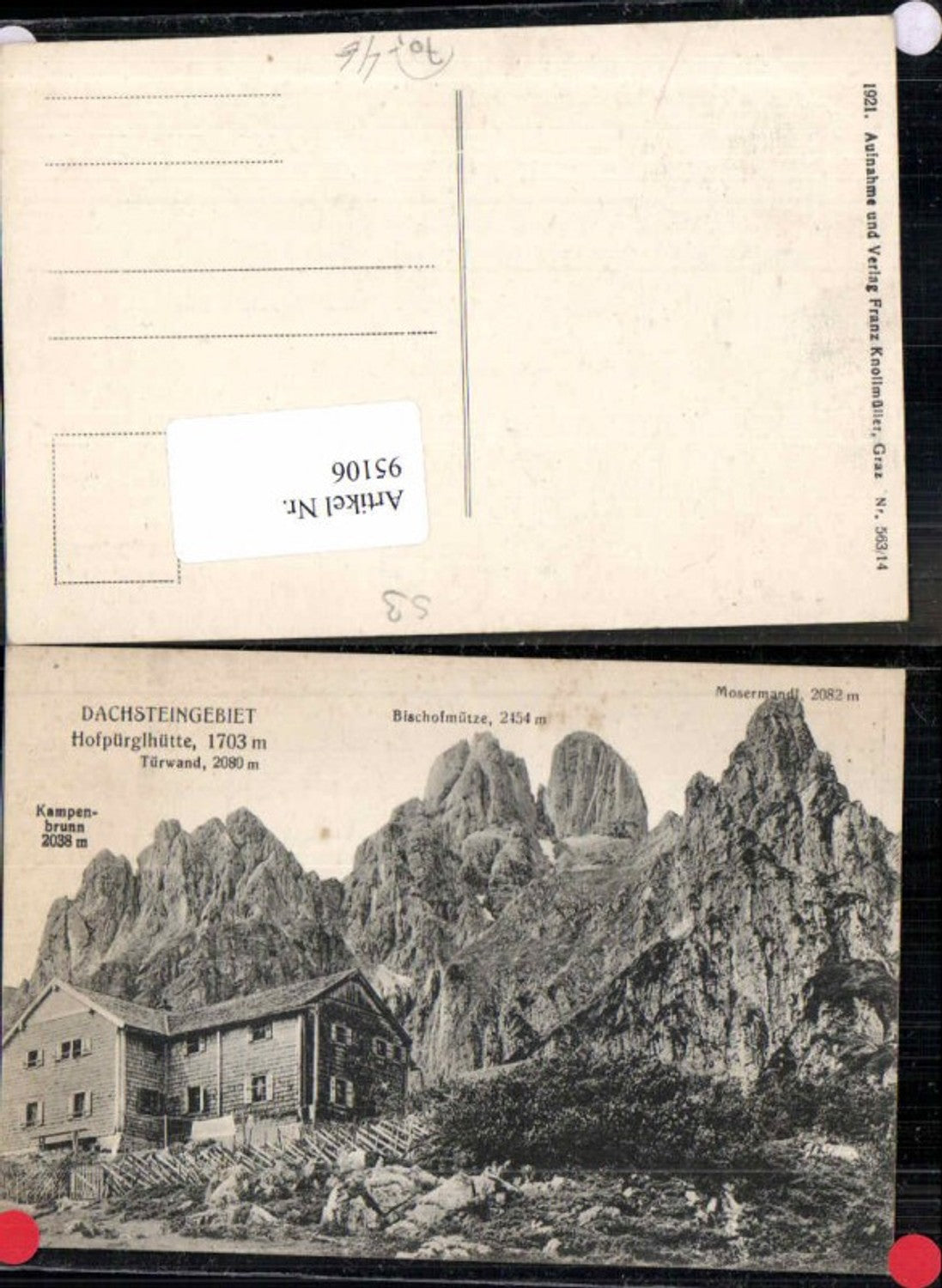 95106,Gosau Dachsteingebiet Hofpürglhütte Bischofmütze