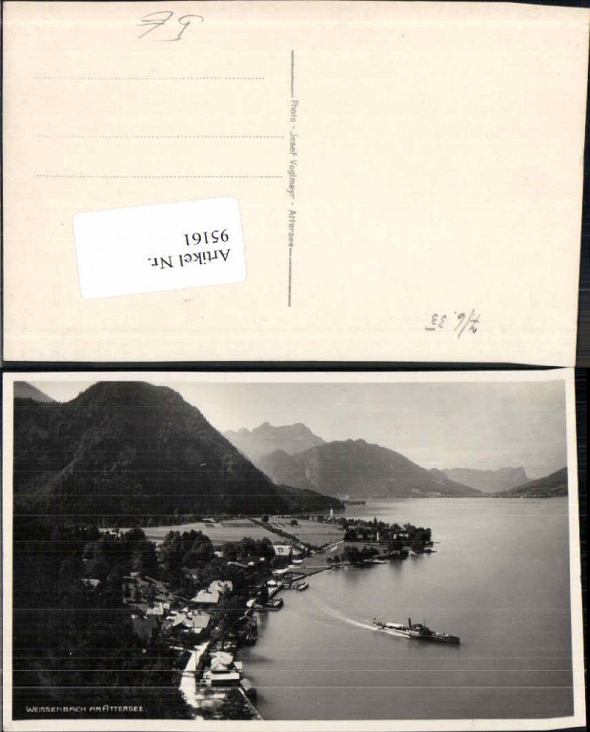 95161,Weissenbach am Attersee m. Schiff 1933