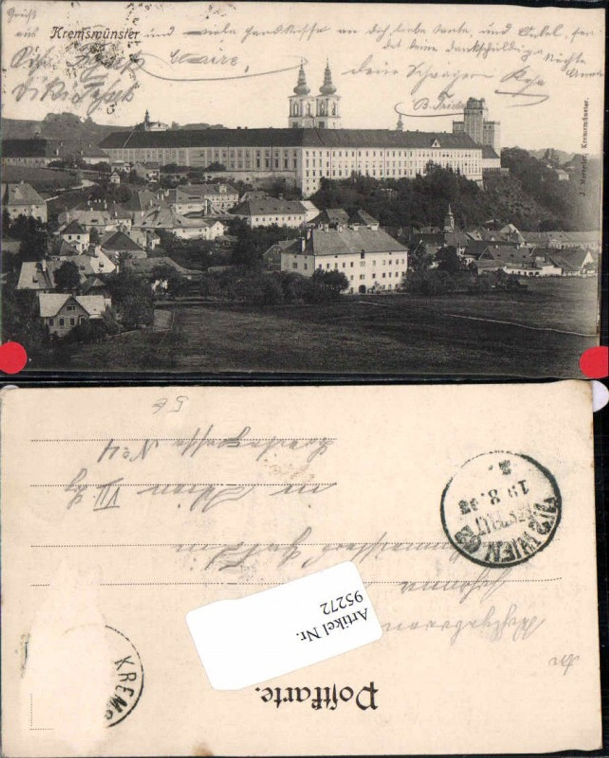 95272,Kremsmünster Totale vom Ort 1900