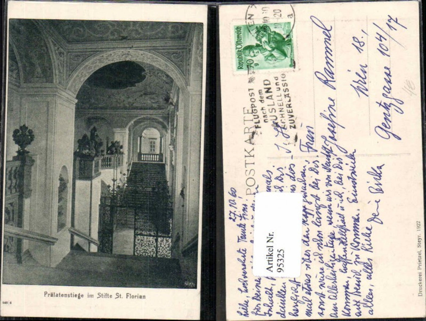 95325,Stift St Florian Prälatenstiege 1922