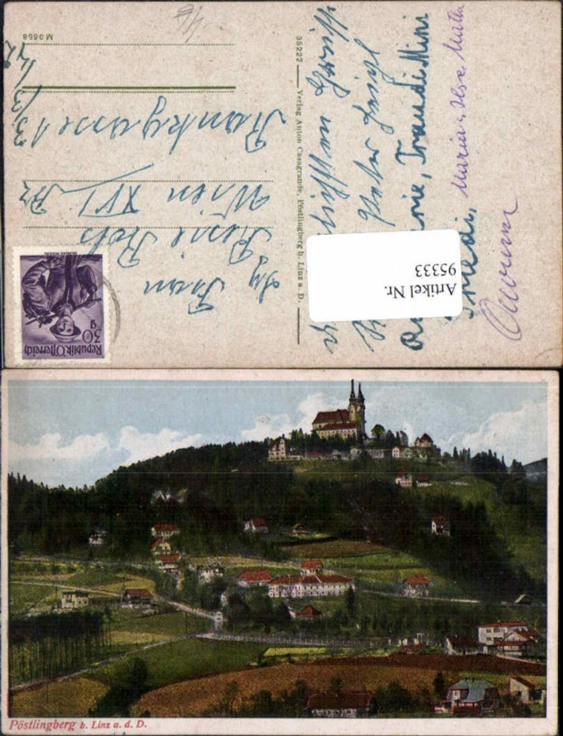 95333,Pöstlingberg b. Linz Künstlerkarte
