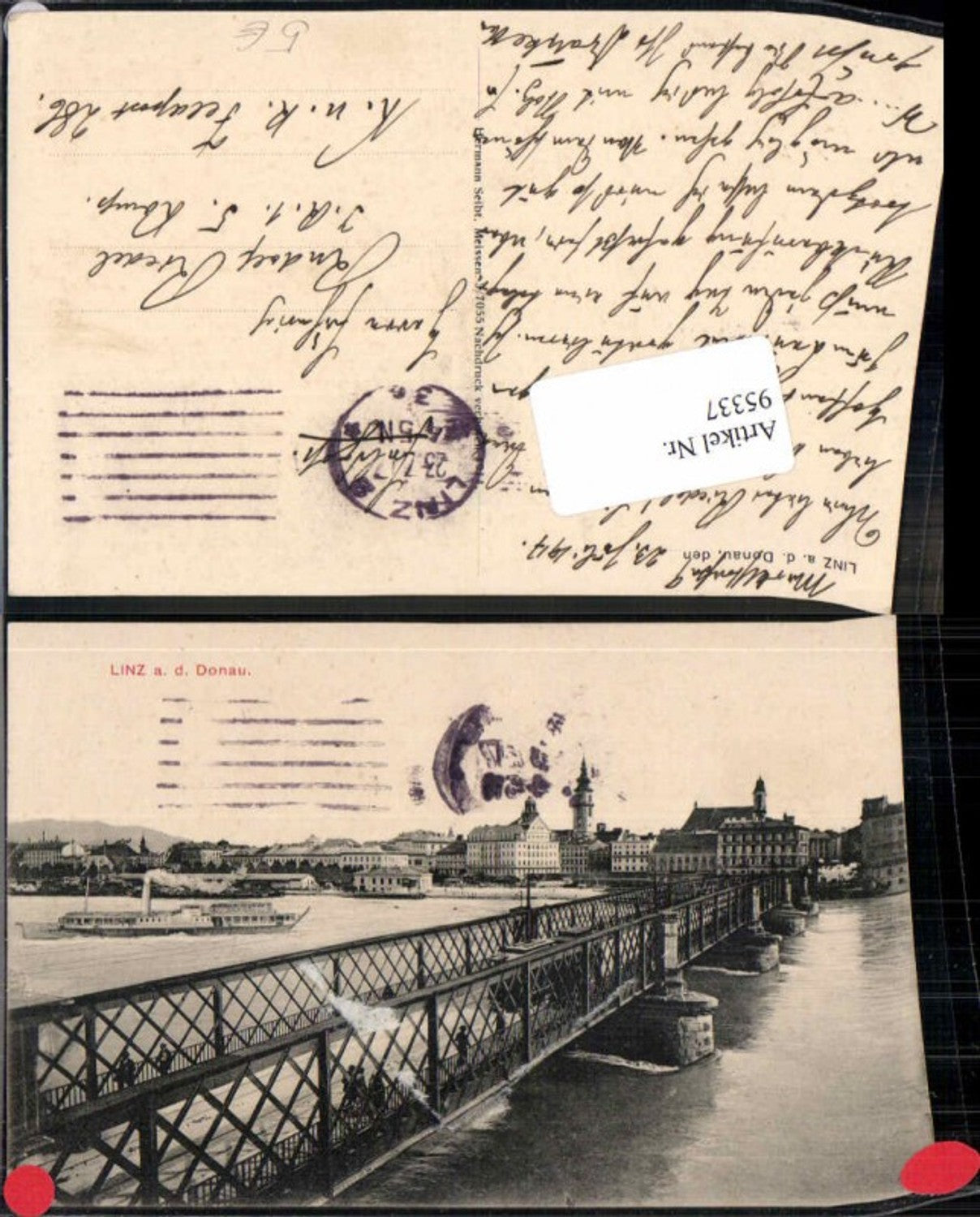 95337,Linz Urfahr m. Donau Dampfer 1917