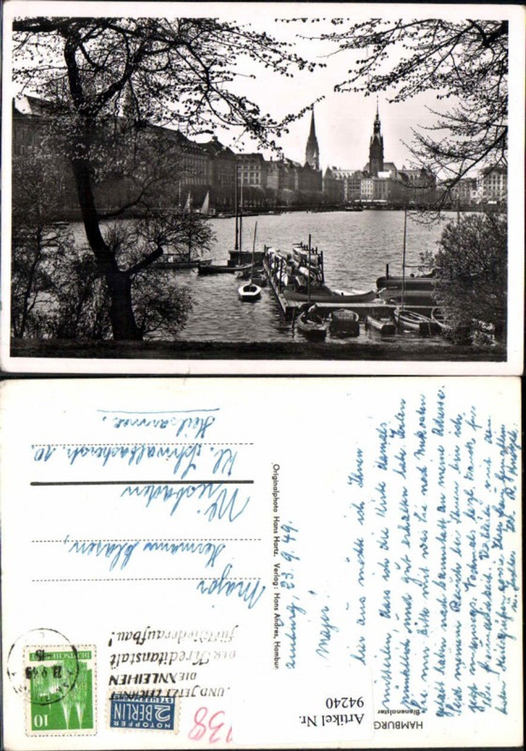 94240,Hamburg Mitte Binnenalster m. Steg Boot Boote