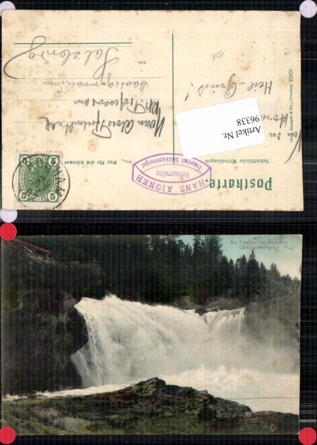 96338,Am Traunfall bei Gmunden 1905 pzb Stengel Co