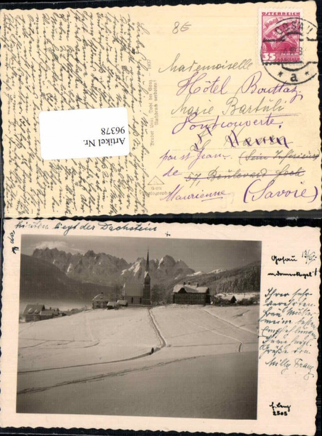 96378,Gosau Tolle Winteransicht 1937 pub Lenz 2505