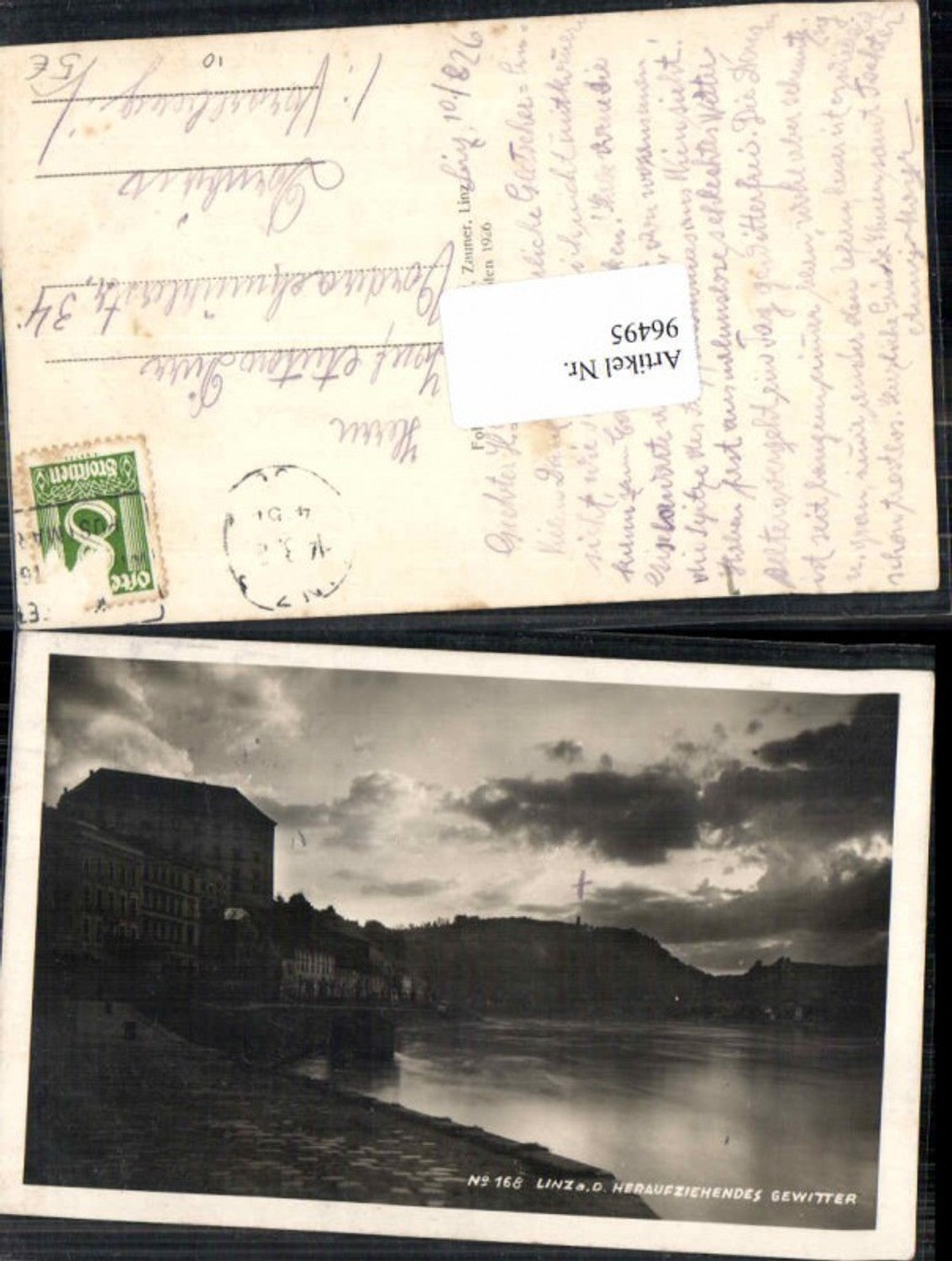 96495,Linz a.d. Donau Gewitter Uferlände