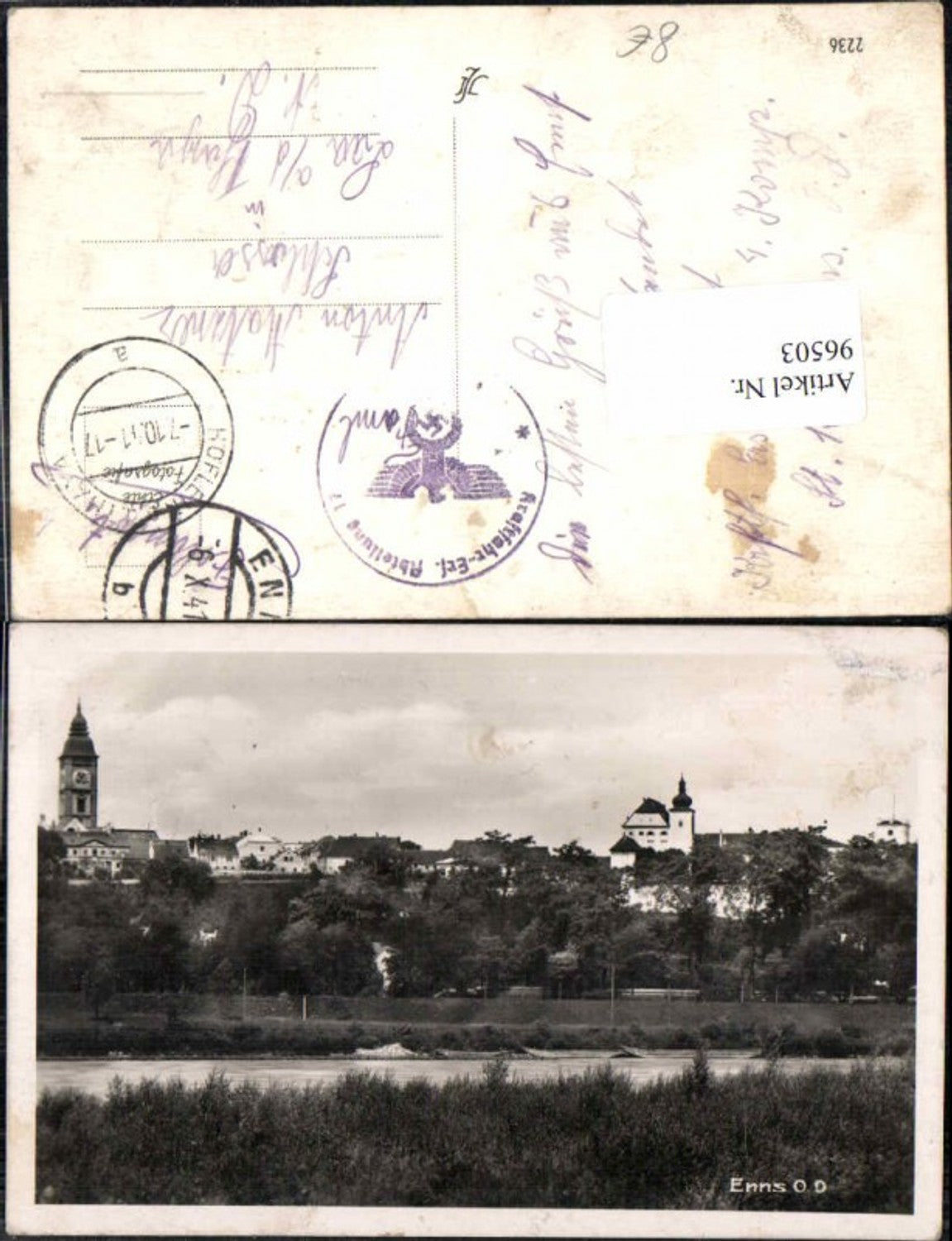 96503,Enns Feldpost Kraftfahr Ers. Abt. 17 n. Höflein Laa