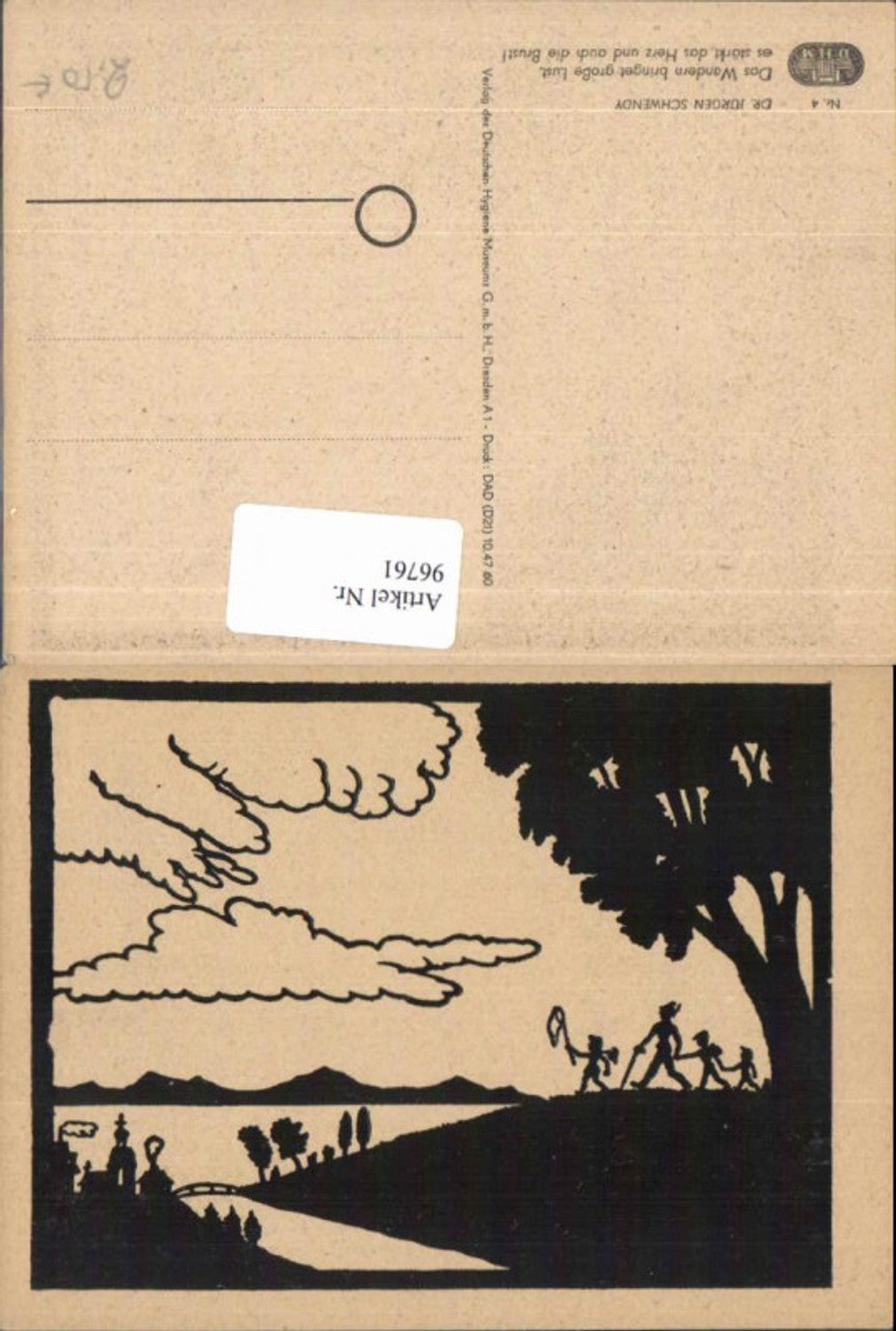 96761,Scherenschnitt Silhouette Kinder b. Fischen Wald