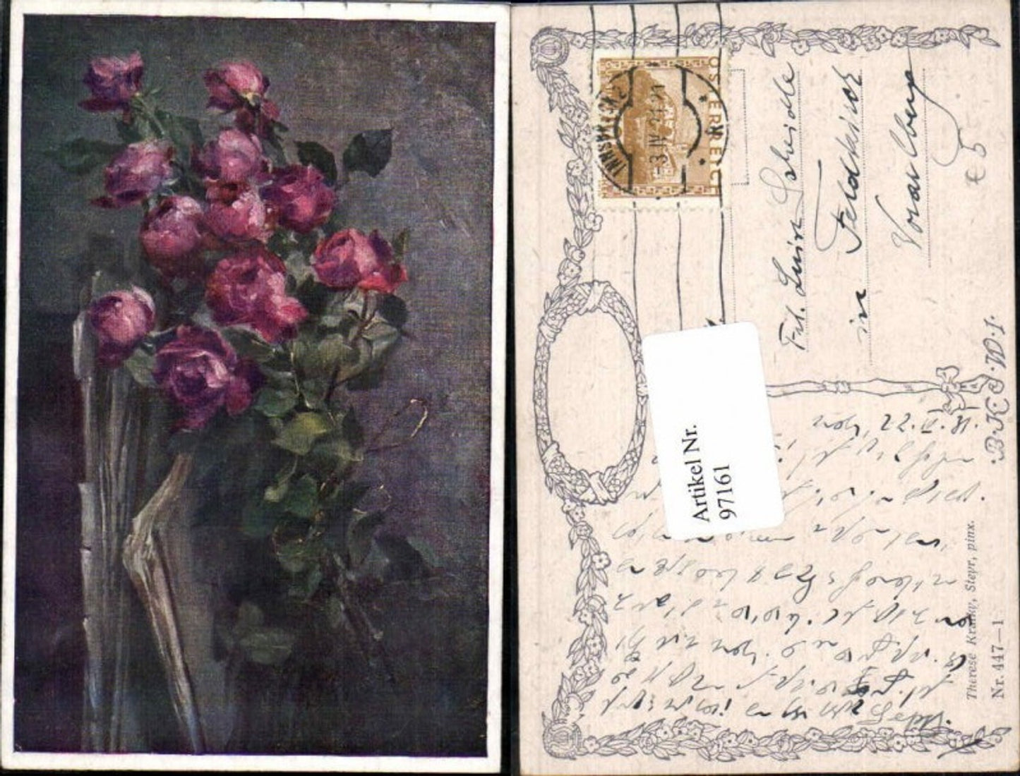 97161,Therese Kratky aus Steyr Blumenstillleben B.K.W.I 447-1