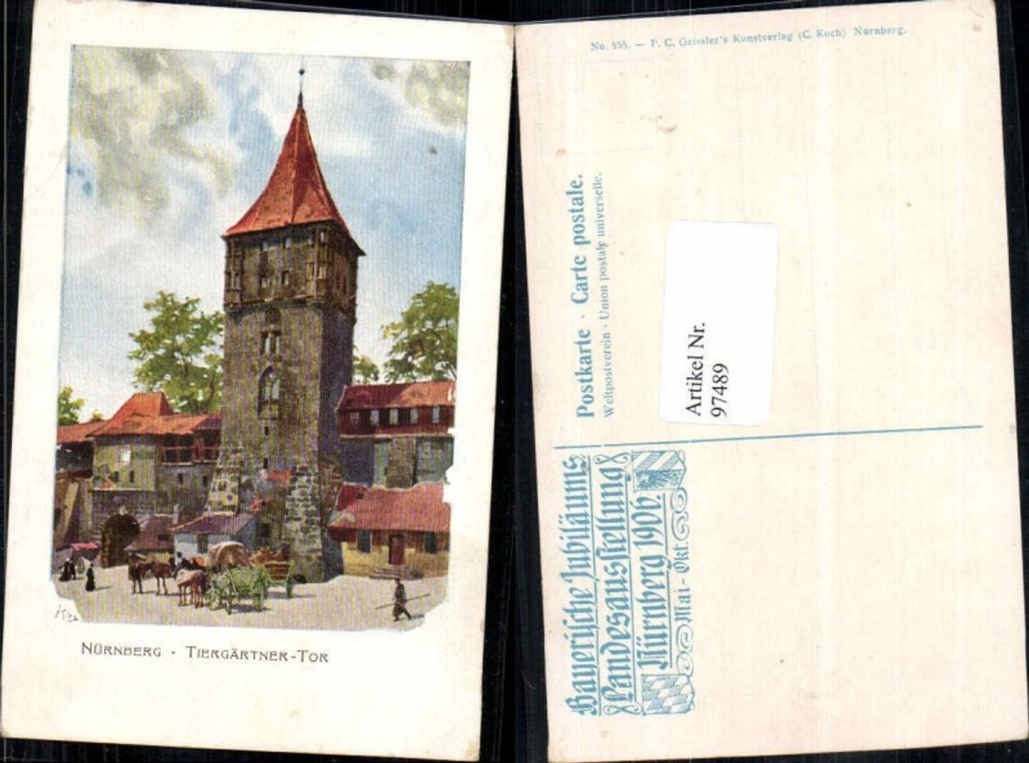 97489,Künstlerkarte Kley Nürnberg Tiergärtner Tor